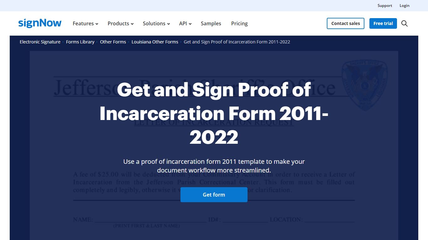 Verification Of Incarceration - Fill Out and ... - signNow